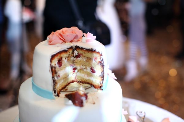 Wedding cake decorated with roses